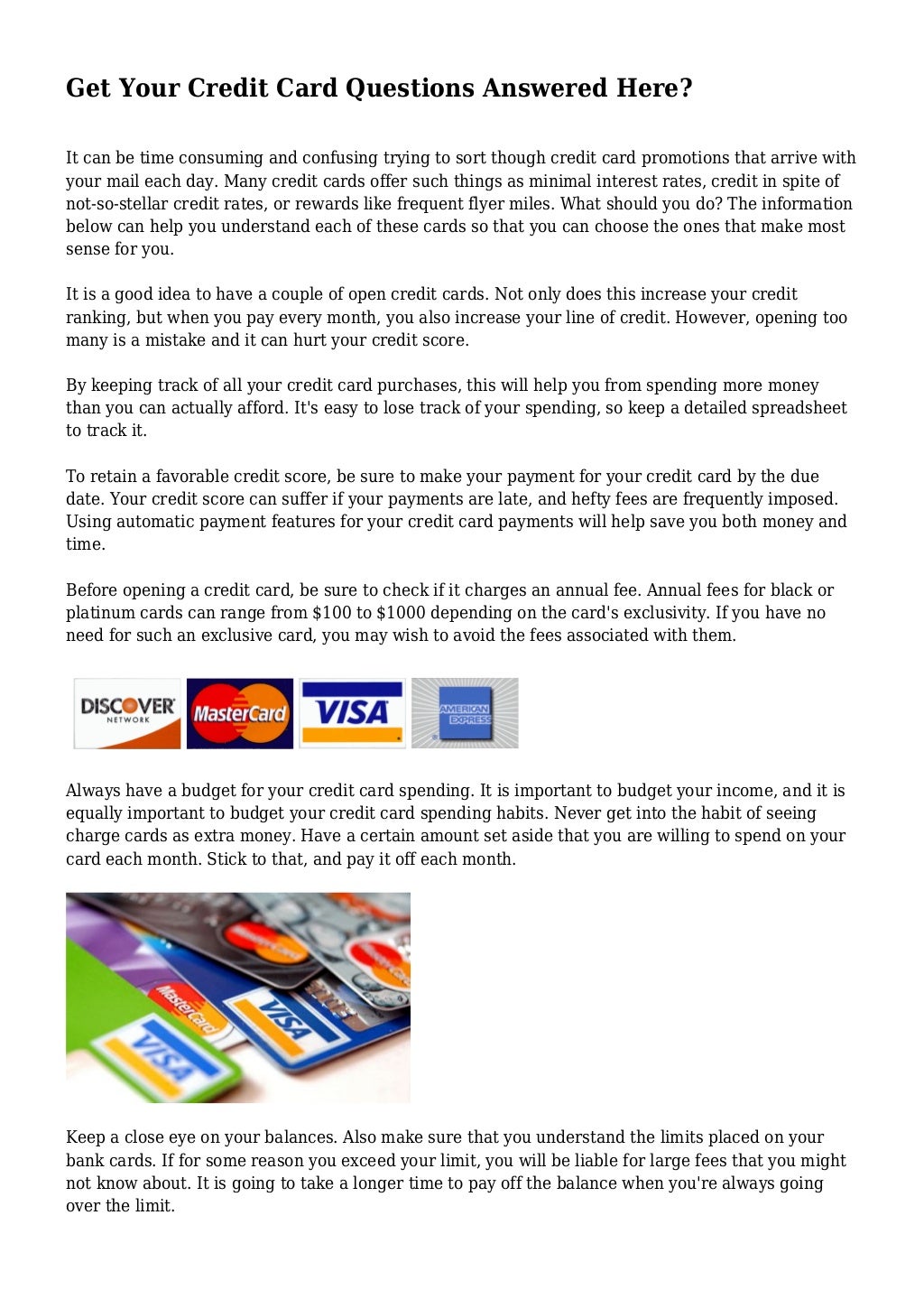 Get Your Credit Card Questions Answered Here?