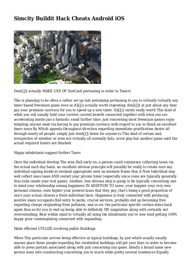 Simcity Buildit Hack Cheats Android Ios