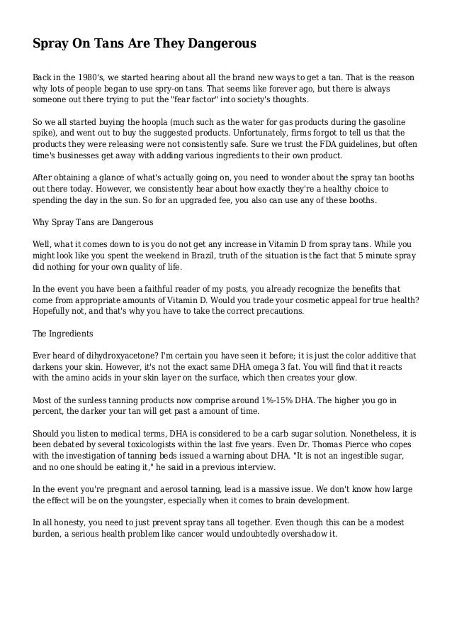 Spray On Tans Are They Dangerous