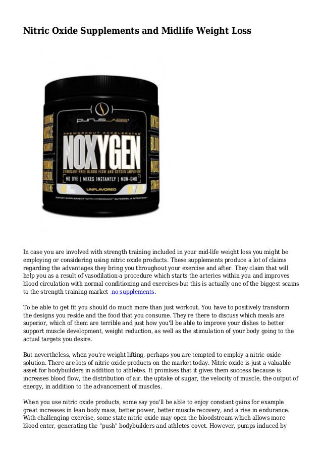 Nitric Oxide Supplements and Midlife Weight Loss