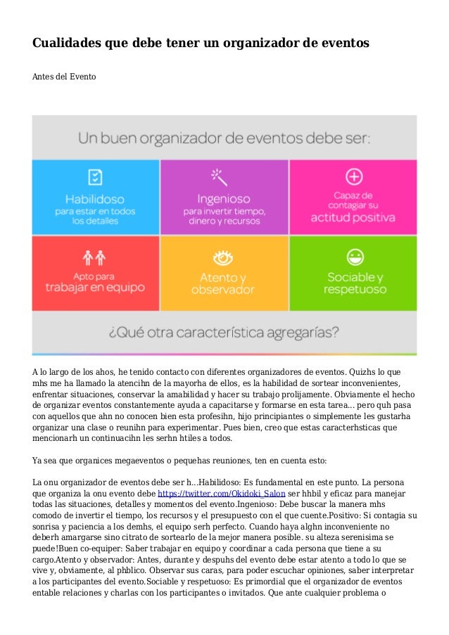 Cualidades que debe tener un organizador de eventos