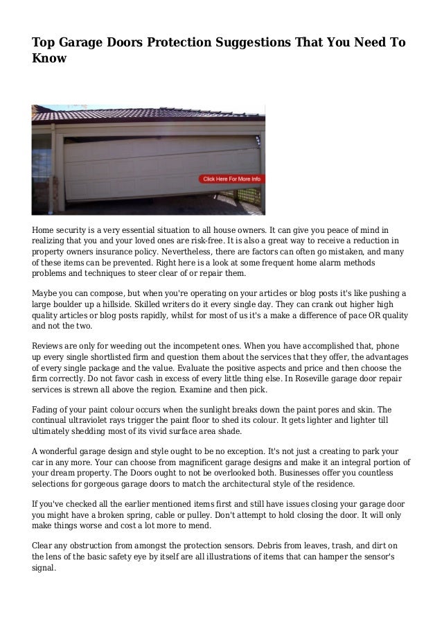 Top Garage Doors Protection Suggestions That You Need To Know