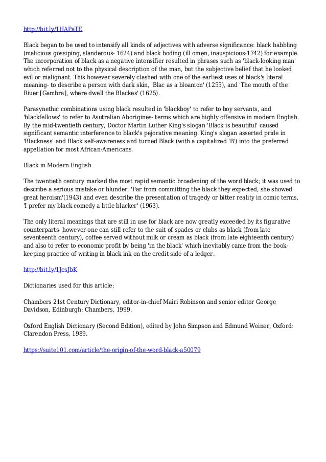 The Origin of the Word 'Black'