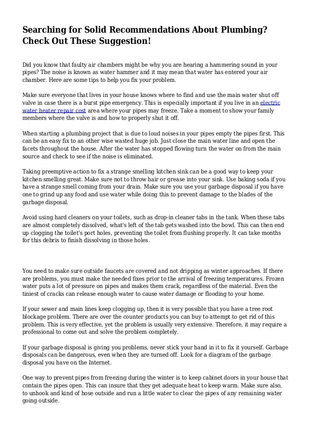 Searching For Solid Recommendations About Plumbing Check Out These S