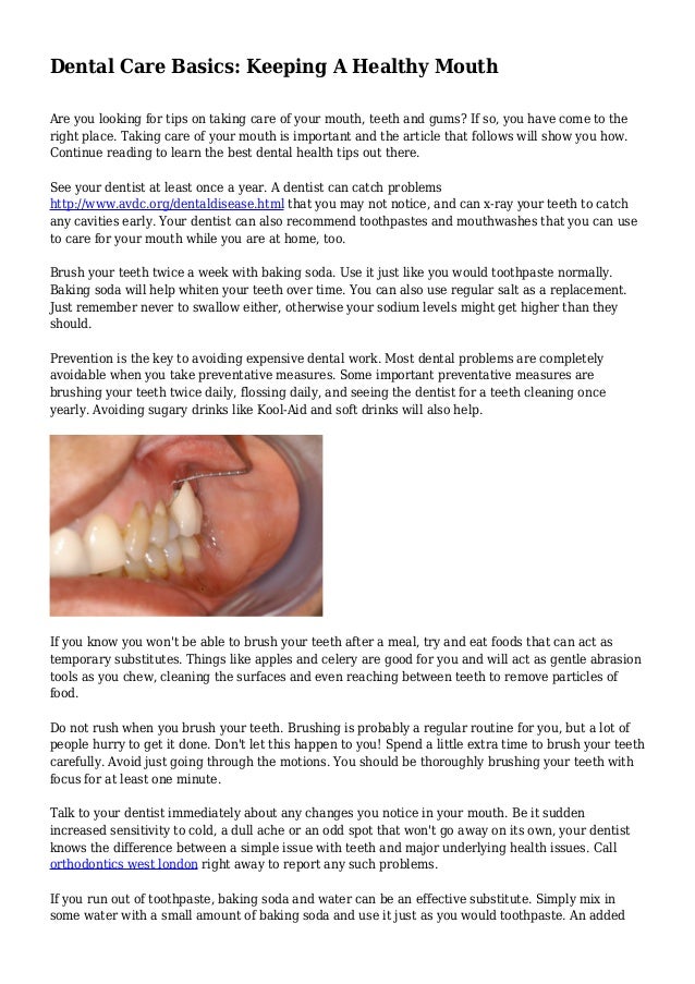 Dental Care Basics Keeping A Healthy Mouth