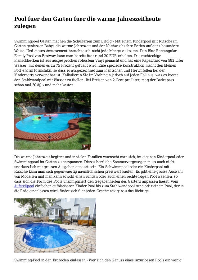 Pool Fuer Den Garten Fuer Die Warme Jahreszeitheute Zulegen