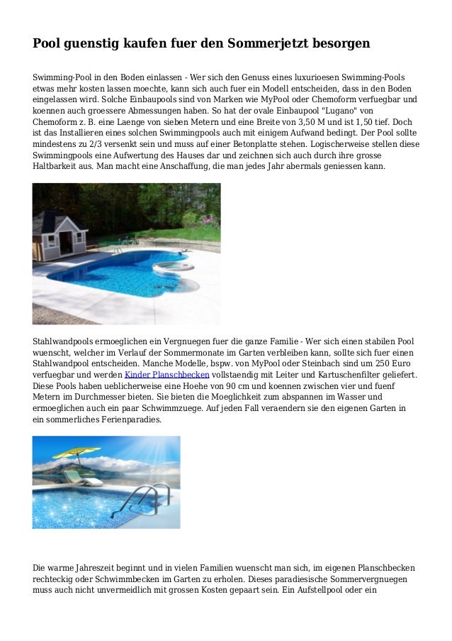 Pool Guenstig Kaufen Fuer Den Sommerjetzt Besorgen