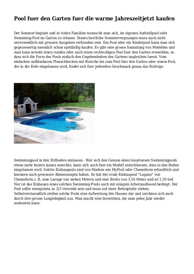 Pool Fuer Den Garten Fuer Die Warme Jahreszeitjetzt Kaufen