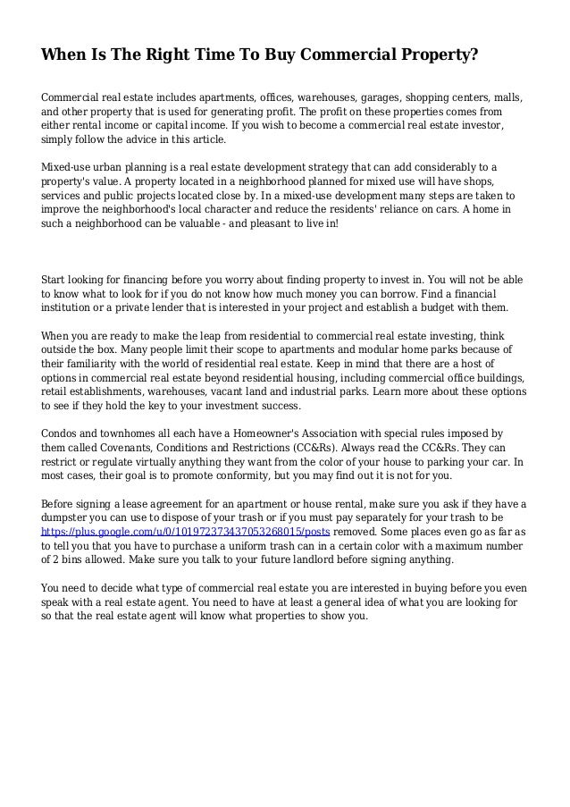 When Is The Right Time To Buy Commercial Property?