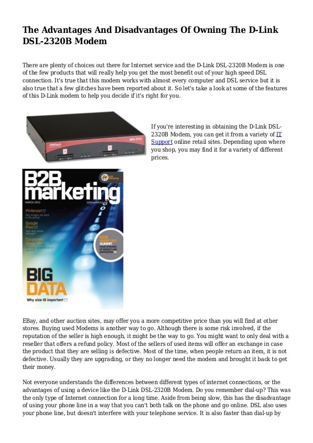 The Advantages And Disadvantages Of Owning The DLink DSL2320B Modem
