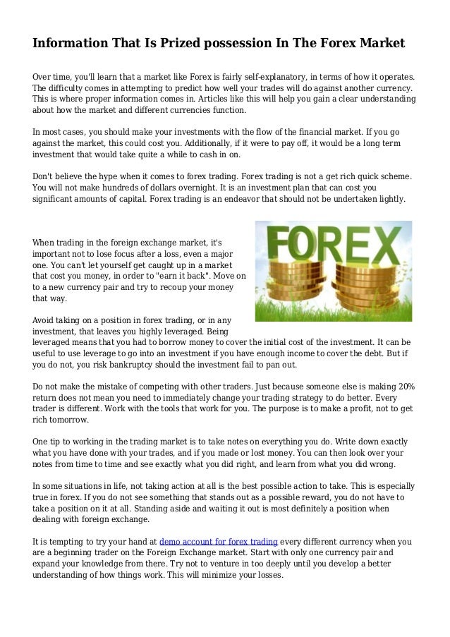 Information That Is Prized Possession In The Forex Market - 