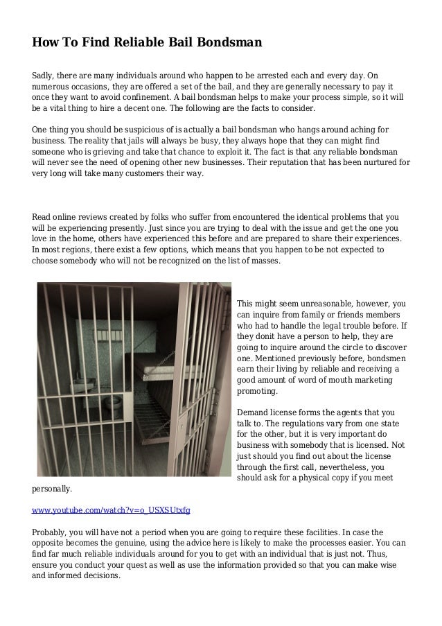 How To Find Reliable Bail Bondsman