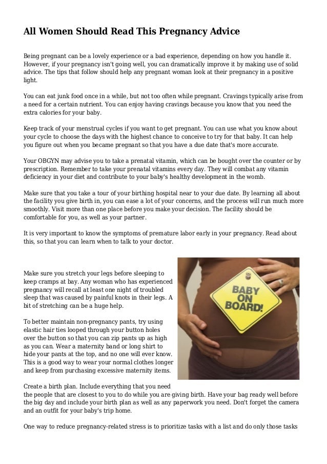 All Women Should Read This Pregnancy Advice