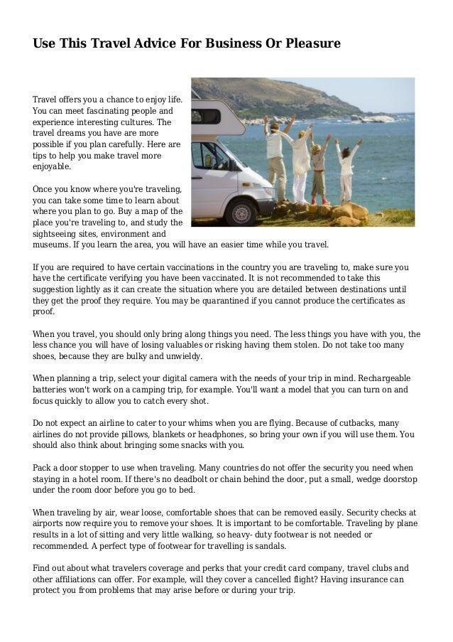 Use This Travel Advice For Business Or Pleasure