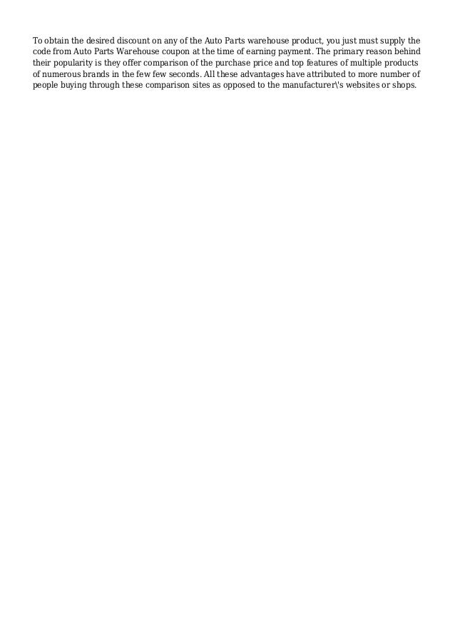 Get Cheaper Auto Parts Through Auto Parts Warehouse Coupon Codes