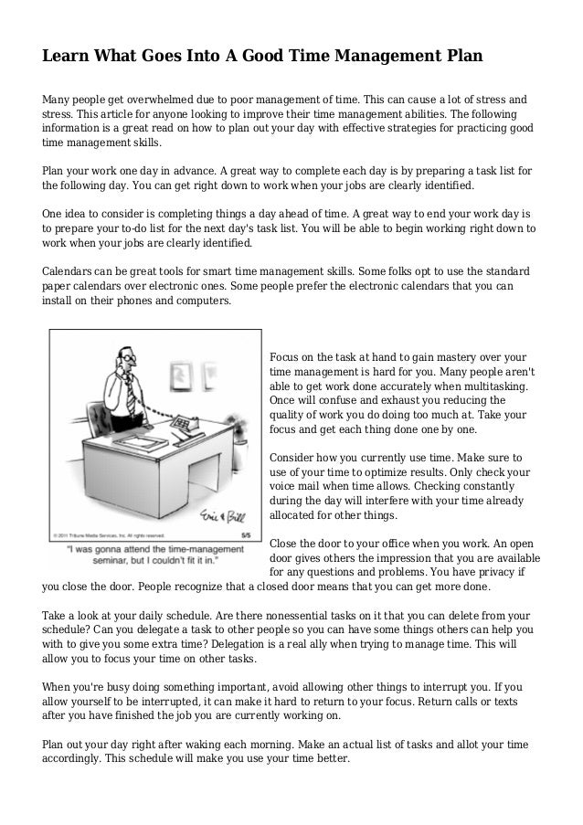 Learn What Goes Into A Good Time Management Plan - 