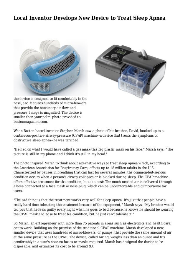 Local Inventor Develops New Device to Treat Sleep Apnea