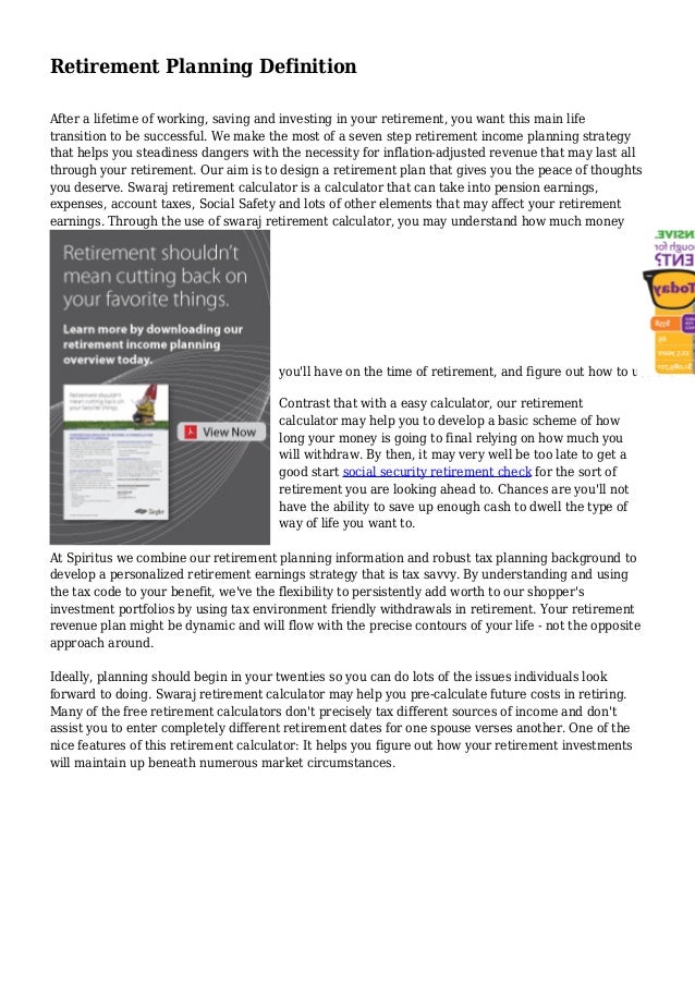 Retirement Planning Definition