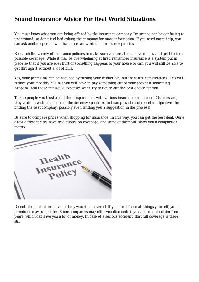 Sound Insurance Advice For Real World Situations