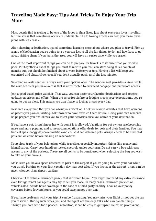 Traveling Made Easy Tips And Tricks To Enjoy Your Trip More