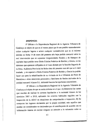 Auto del Juez Castro - investigación Infanta Cristina por delito fiscal, 24 de mayo de 2013