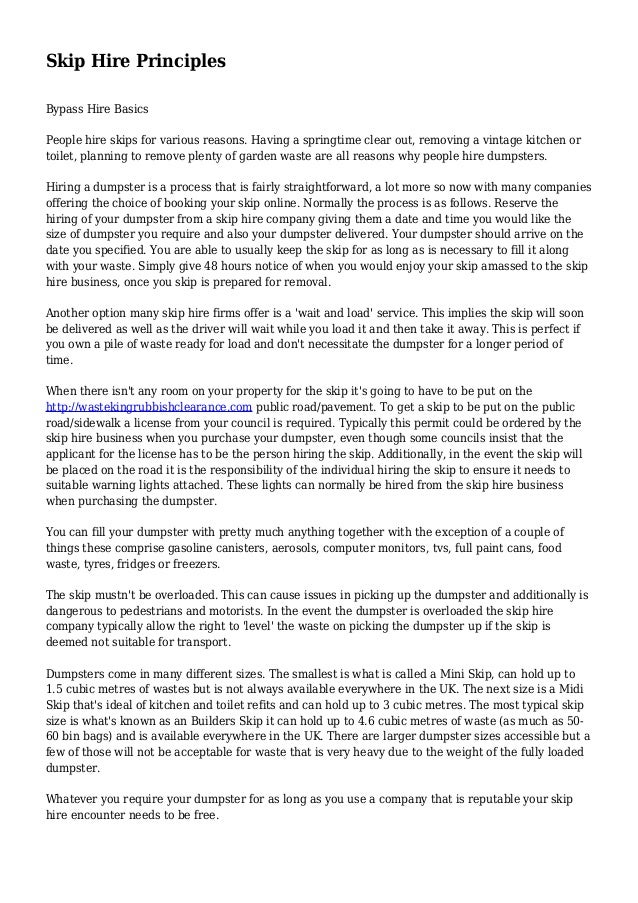 Skip Hire Principles