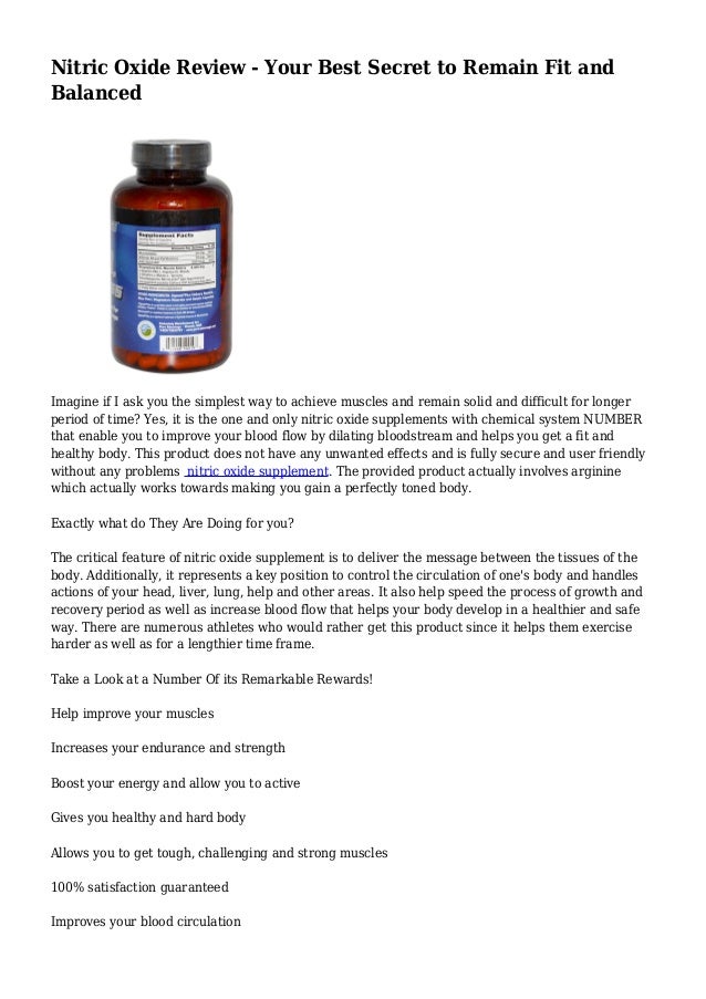 Nitric Oxide Review Your Best Secret to Remain Fit and Balanced