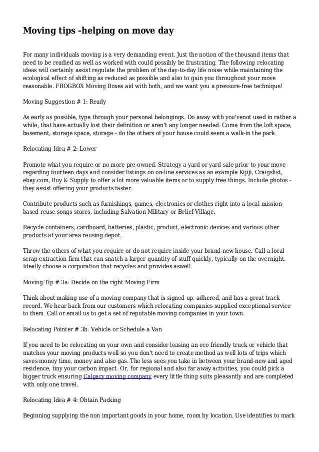 Moving tips helping on move day