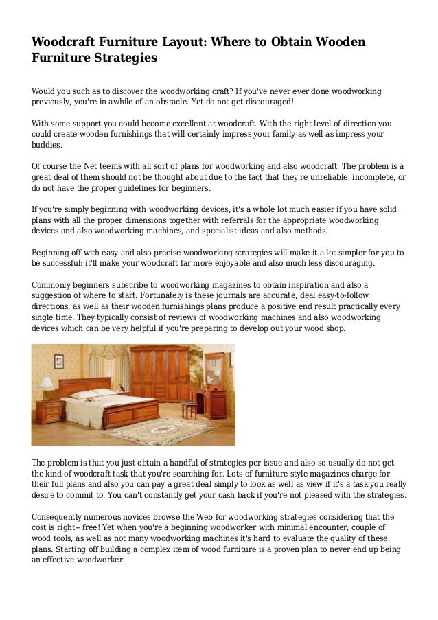 Woodcraft Furniture Layout: Where to Obtain Wooden Furniture Strategi…