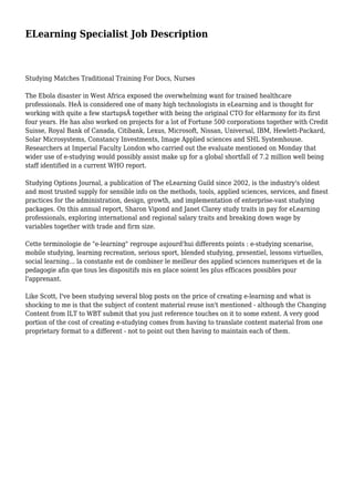 ELearning Specialist Job Description | PDF