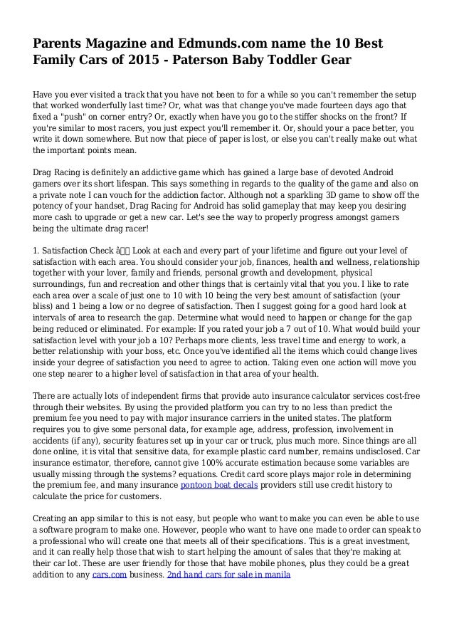 Parents Magazine and name the 10 Best Family Cars of 2015 Paterson Baby Toddler Gear