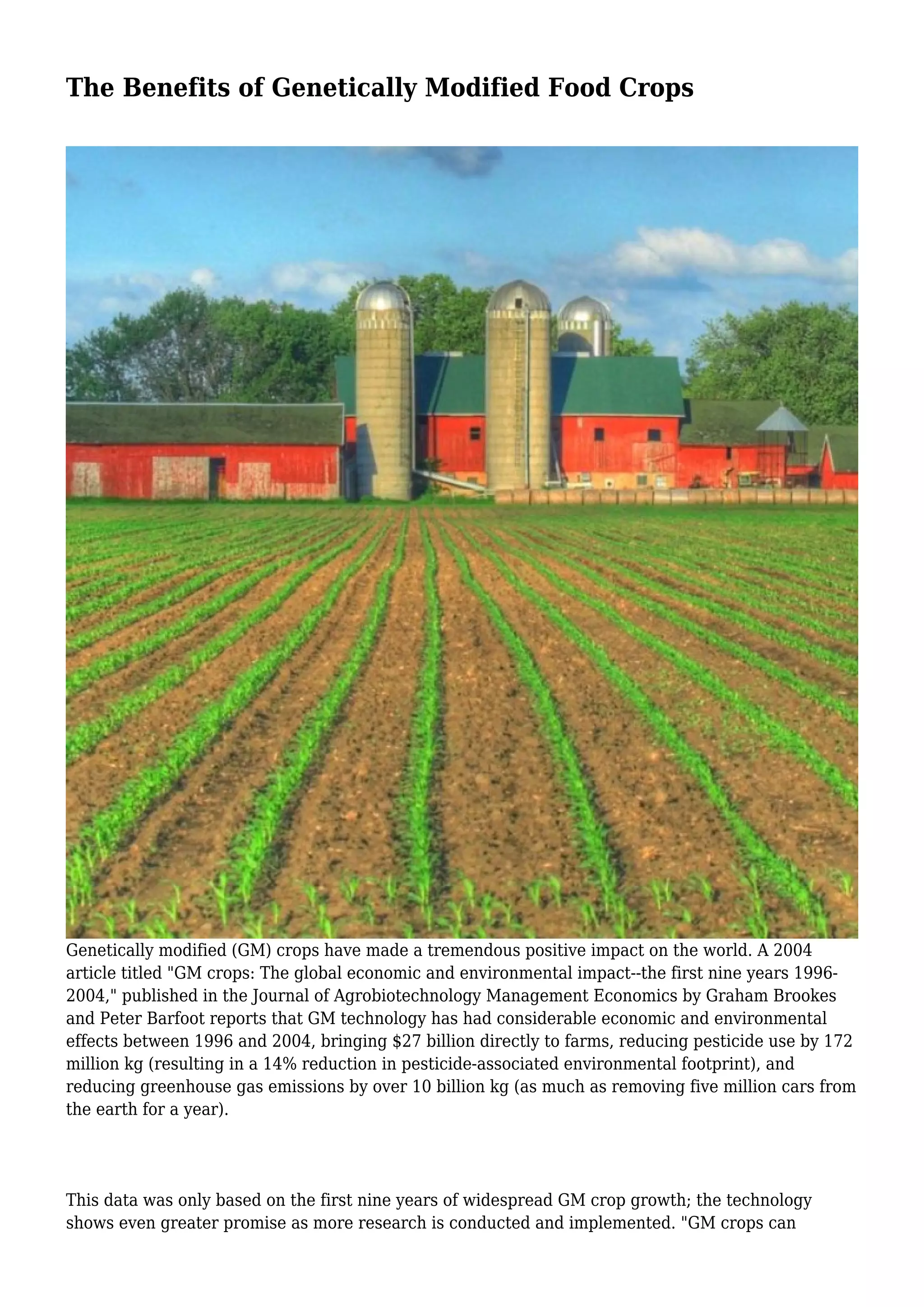 The Benefits of Genetically Modified Food Crops | PDF