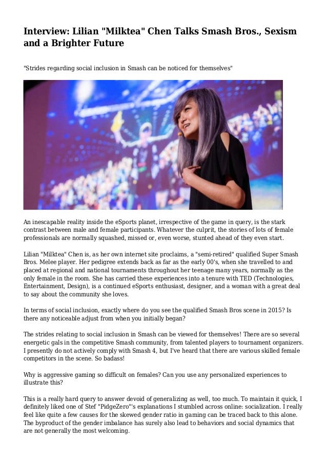 interview lilian milktea chen talks smash bros sexism and a brig