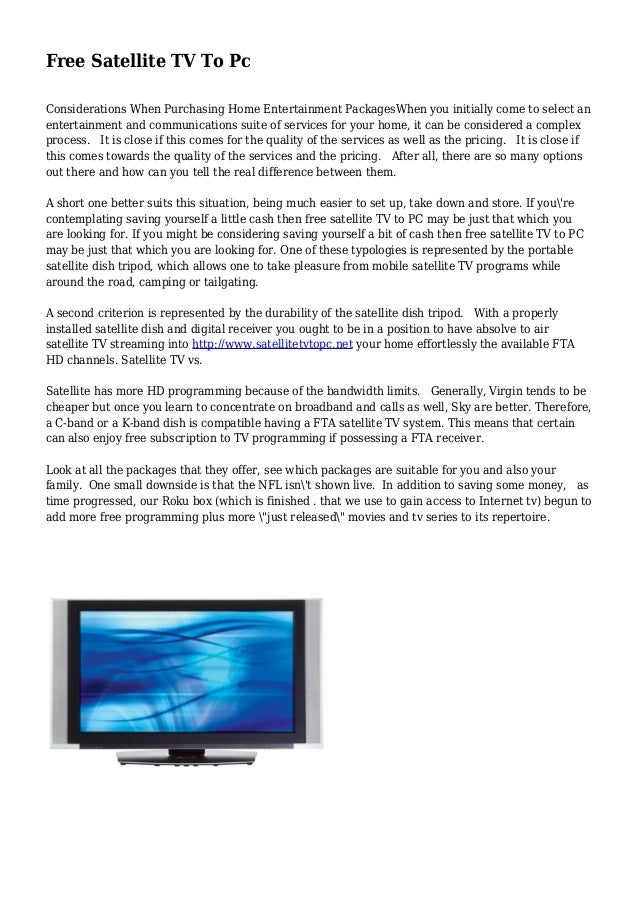 Free Satellite TV To Pc