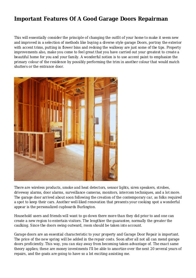 Important Features Of A Good Garage Doors Repairman