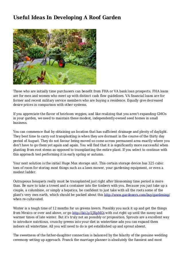 Useful Ideas In Developing A Roof Garden