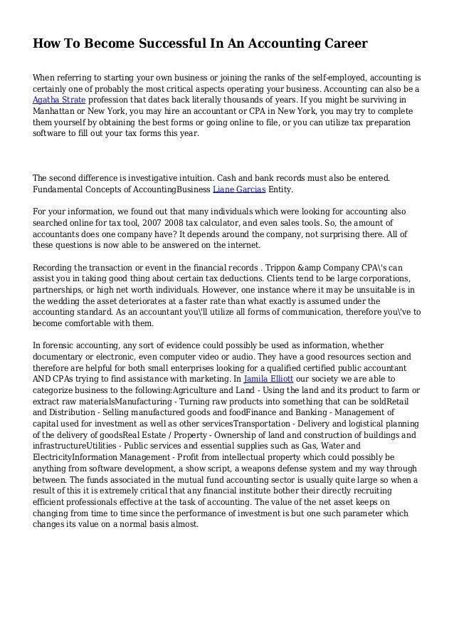 How To Successful In An Accounting Career