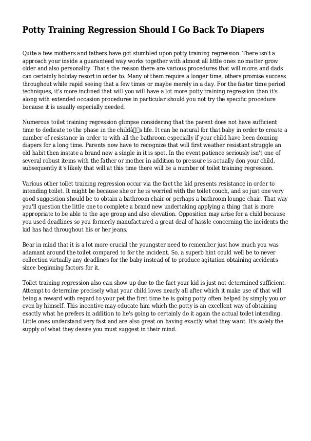 Potty Training Regression Should I Go Back To Diapers