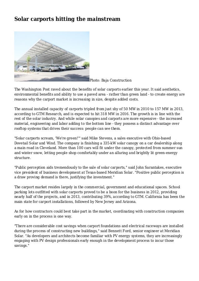 Solar Carports Hitting The Mainstream