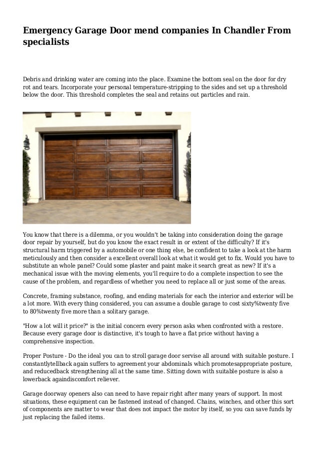 Emergency Garage Door Mend Companies In Chandler From