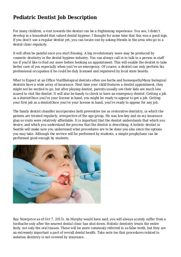 dentist job duties