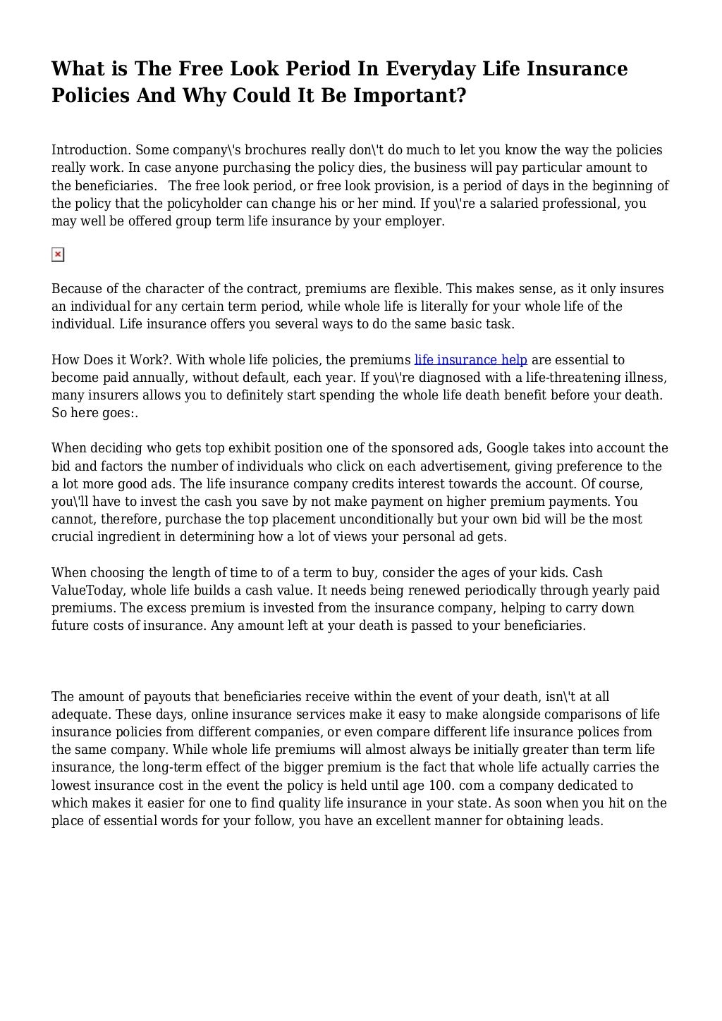 What is The Free Look Period In Everyday Life Insurance