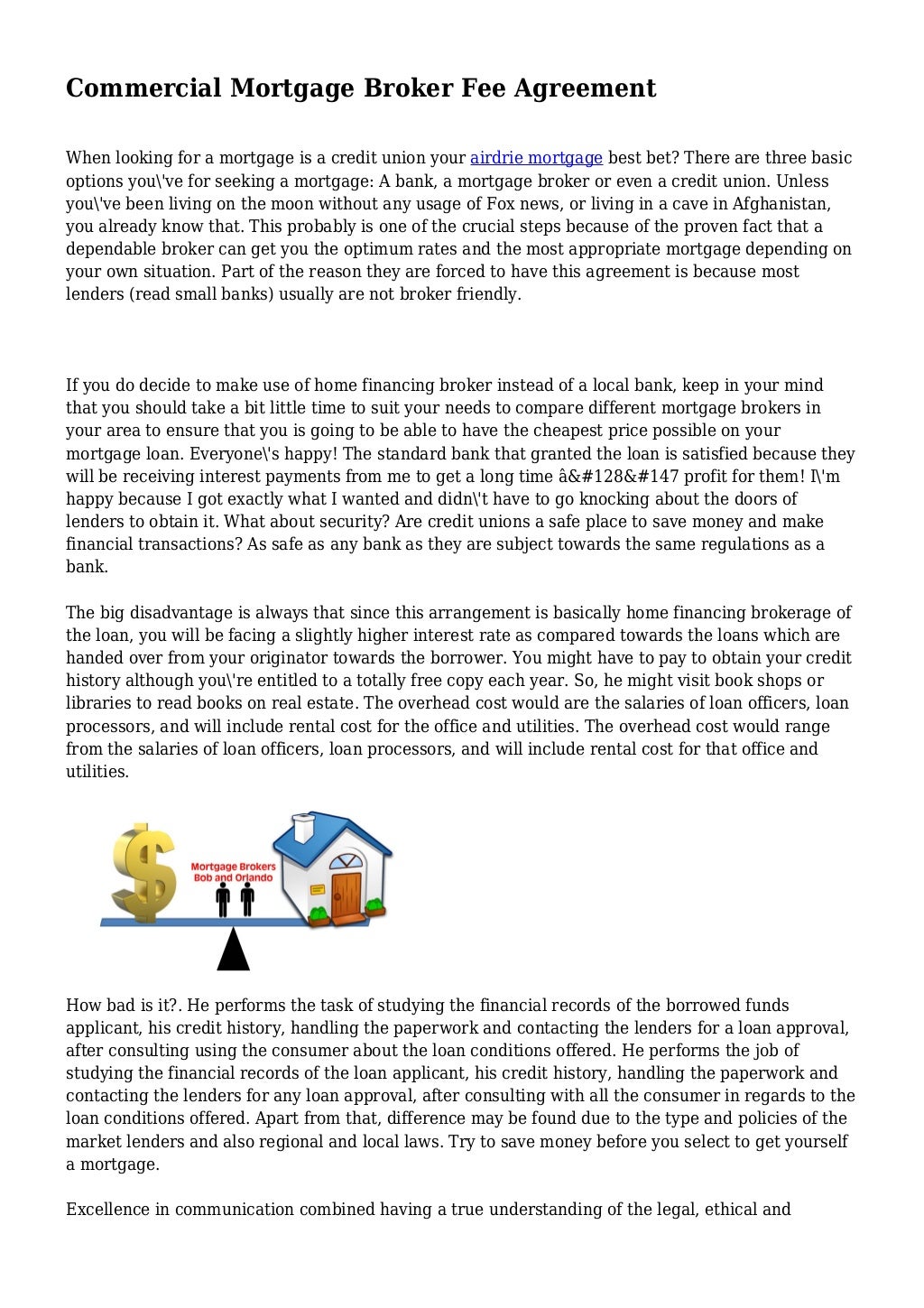 Commercial Mortgage Broker Fee Agreement Template