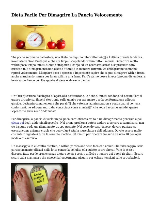 Dieta Facile Per Dimagrire La Pancia Velocemente