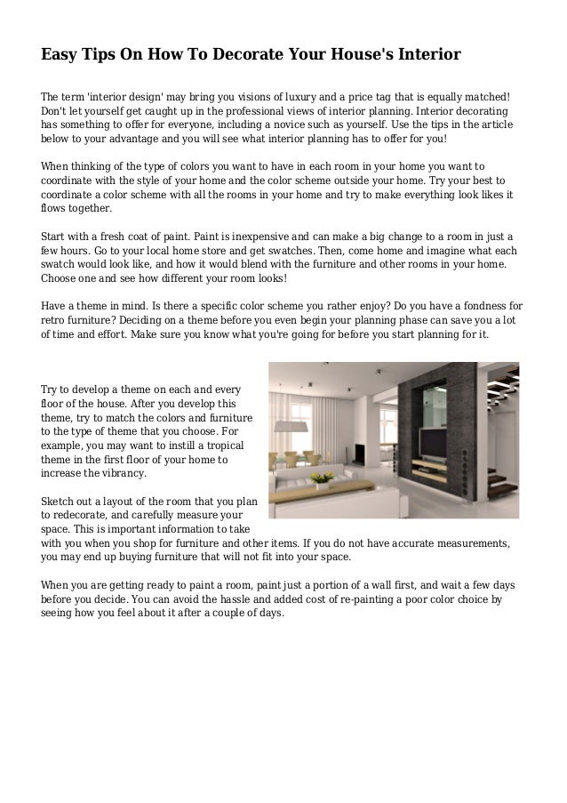 Easy Tips On How To Decorate Your House S Interior