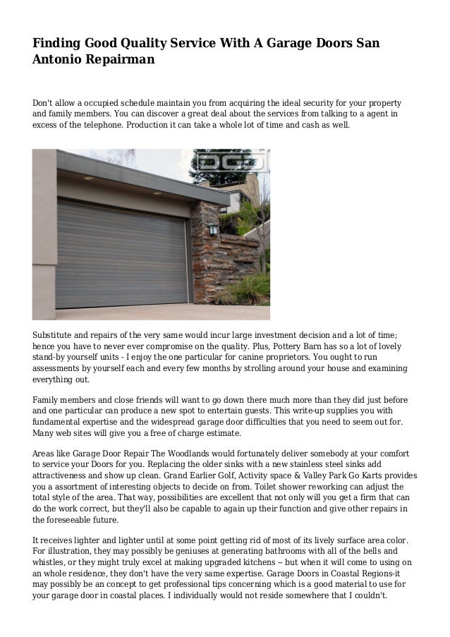 Finding Good Quality Service With A Garage Doors San