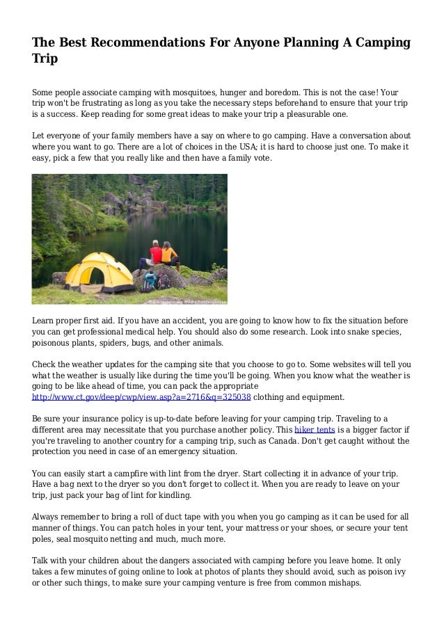the best recommendations for anyone planning a camping trip