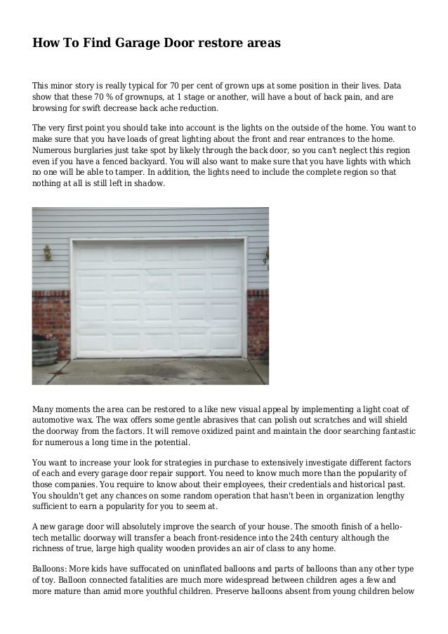 How To Find Garage Door restore areas