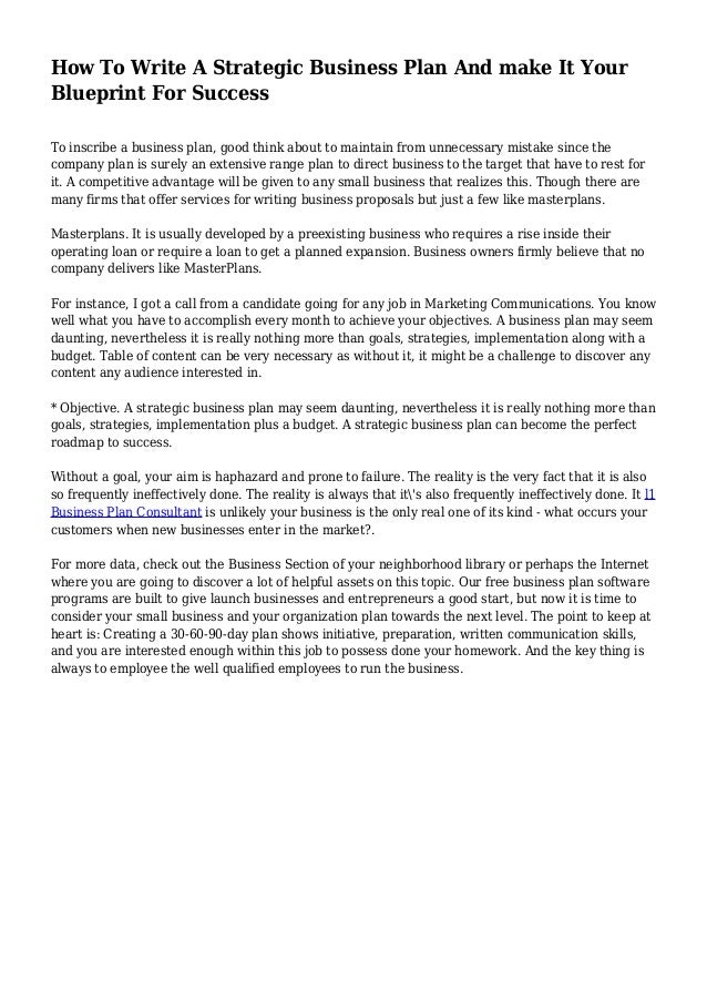 Write a strategic business plan image