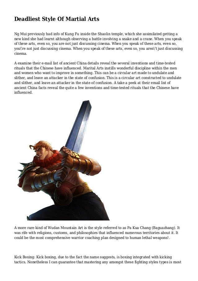 Deadliest Style Of Martial Arts